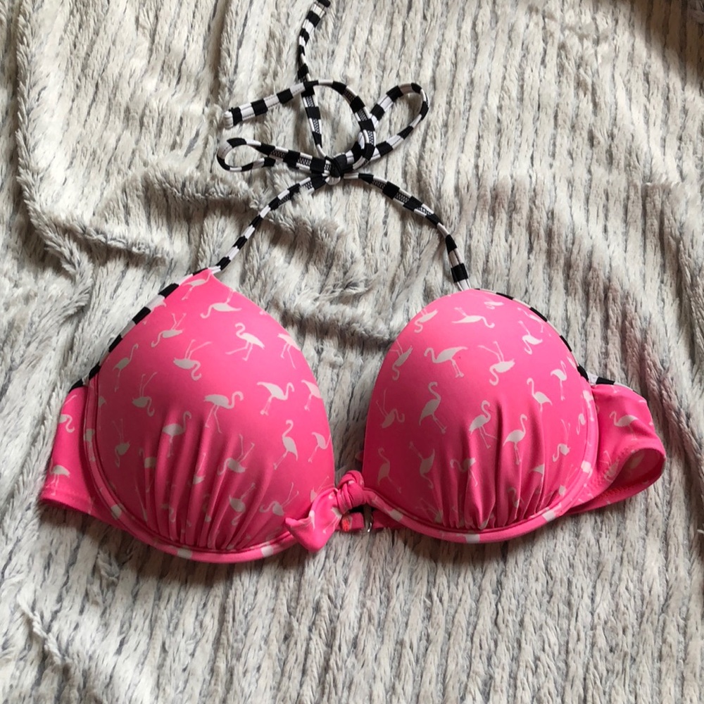 Pink flamingo bikini top